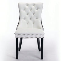 Set Of 2, Modern, High-End Tufted Solid Wood Contemporary PU And Velvet Upholstered Dining Chair With Wood Legs Nailhead Trim