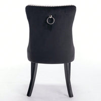 Set Of 2, Modern, High-End Tufted Solid Wood Contemporary PU And Velvet Upholstered Dining Chair With Wood Legs Nailhead Trim