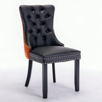 Set Of 2, Modern, High-End Tufted Solid Wood Contemporary PU And Velvet Upholstered Dining Chair With Wood Legs Nailhead Trim