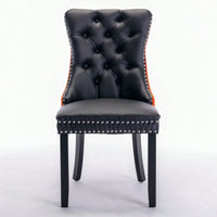 Set Of 2, Modern, High-End Tufted Solid Wood Contemporary PU And Velvet Upholstered Dining Chair With Wood Legs Nailhead Trim