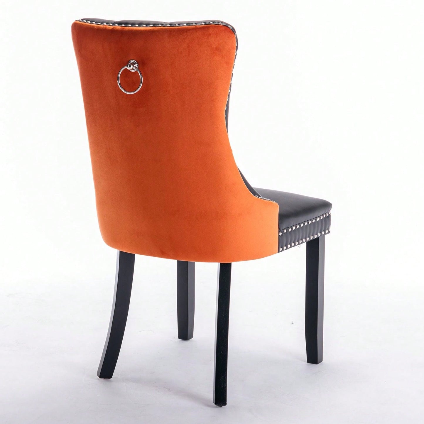 Set Of 2, Modern, High-End Tufted Solid Wood Contemporary PU And Velvet Upholstered Dining Chair With Wood Legs Nailhead Trim