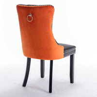 Set Of 2, Modern, High-End Tufted Solid Wood Contemporary PU And Velvet Upholstered Dining Chair With Wood Legs Nailhead Trim