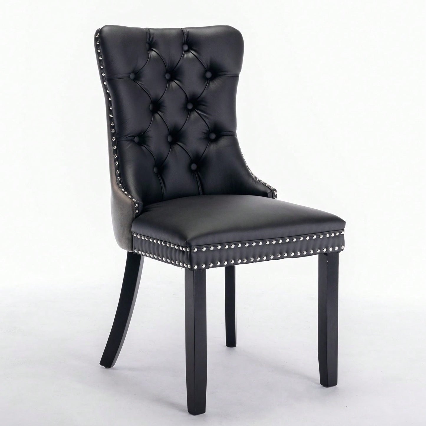 Set Of 2, Modern, High-End Tufted Solid Wood Contemporary PU And Velvet Upholstered Dining Chair With Wood Legs Nailhead Trim