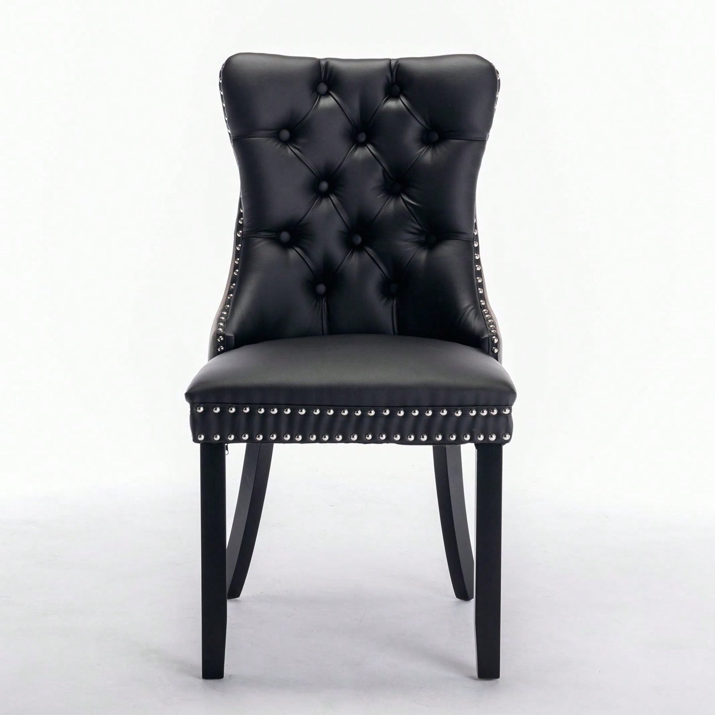 Set Of 2, Modern, High-End Tufted Solid Wood Contemporary PU And Velvet Upholstered Dining Chair With Wood Legs Nailhead Trim