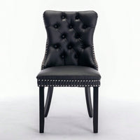 Set Of 2, Modern, High-End Tufted Solid Wood Contemporary PU And Velvet Upholstered Dining Chair With Wood Legs Nailhead Trim