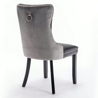 Set Of 2, Modern, High-End Tufted Solid Wood Contemporary PU And Velvet Upholstered Dining Chair With Wood Legs Nailhead Trim