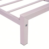 Metal Platform Bed With House-Shaped Headboard Design