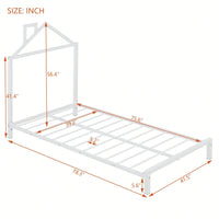 Metal Platform Bed With House-Shaped Headboard Design