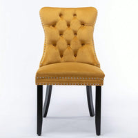 Set Of 2, Modern High-End Tufted Solid Wood Contemporary Velvet Upholstered Dining Chair With Wood Legs Nailhead Trim