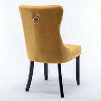 Set Of 2, Modern High-End Tufted Solid Wood Contemporary Velvet Upholstered Dining Chair With Wood Legs Nailhead Trim