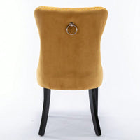 Set Of 2, Modern High-End Tufted Solid Wood Contemporary Velvet Upholstered Dining Chair With Wood Legs Nailhead Trim