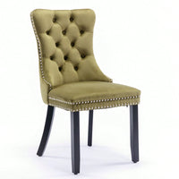 Set Of 2, Modern High-End Tufted Solid Wood Contemporary Velvet Upholstered Dining Chair With Wood Legs Nailhead Trim