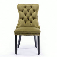 Set Of 2, Modern High-End Tufted Solid Wood Contemporary Velvet Upholstered Dining Chair With Wood Legs Nailhead Trim
