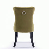 Set Of 2, Modern High-End Tufted Solid Wood Contemporary Velvet Upholstered Dining Chair With Wood Legs Nailhead Trim
