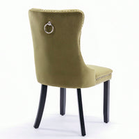 Set Of 2, Modern High-End Tufted Solid Wood Contemporary Velvet Upholstered Dining Chair With Wood Legs Nailhead Trim
