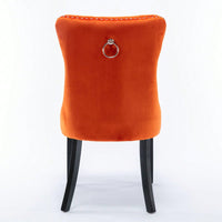 Set Of 2, Modern High-End Tufted Solid Wood Contemporary Velvet Upholstered Dining Chair With Wood Legs Nailhead Trim