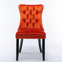Set Of 2, Modern High-End Tufted Solid Wood Contemporary Velvet Upholstered Dining Chair With Wood Legs Nailhead Trim