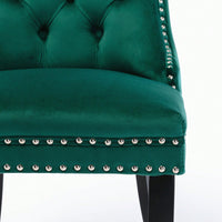Set Of 2, Modern High-End Tufted Solid Wood Contemporary Velvet Upholstered Dining Chair With Wood Legs Nailhead Trim