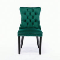 Set Of 2, Modern High-End Tufted Solid Wood Contemporary Velvet Upholstered Dining Chair With Wood Legs Nailhead Trim