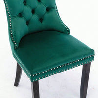 Set Of 2, Modern High-End Tufted Solid Wood Contemporary Velvet Upholstered Dining Chair With Wood Legs Nailhead Trim