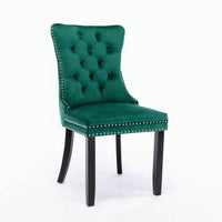 Set Of 2, Modern High-End Tufted Solid Wood Contemporary Velvet Upholstered Dining Chair With Wood Legs Nailhead Trim