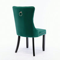 Set Of 2, Modern High-End Tufted Solid Wood Contemporary Velvet Upholstered Dining Chair With Wood Legs Nailhead Trim