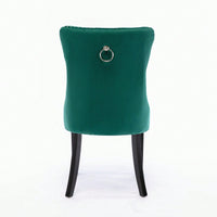 Set Of 2, Modern High-End Tufted Solid Wood Contemporary Velvet Upholstered Dining Chair With Wood Legs Nailhead Trim