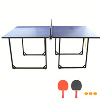 Mid-Size Table Tennis Table, Foldable & Portable Ping Pong Table Set, Indoor & Outdoor Games With Net, 2 Table Tennis Paddles And 3 Balls