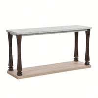 Wood Grain Console Table With 2-Tier Open Shelves Waterproof, Elegant Design, And Easy Assembly Antique Grey