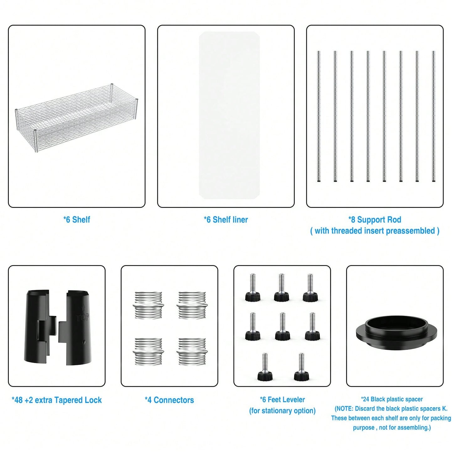 Set Of 2, Adjustable Shelf Wire Shelving Unit, Heavy Duty Shelving With Leveling Feet, 3 Tier Large Capacity, Easy To Assemble
