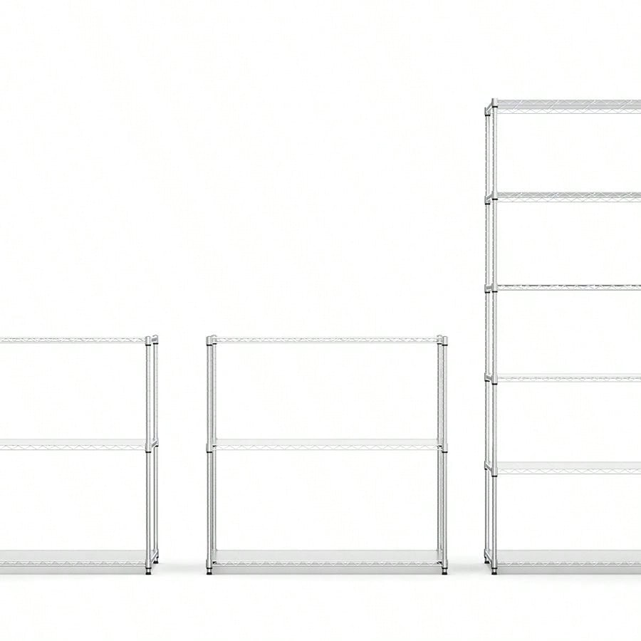 Set Of 2, Adjustable Shelf Wire Shelving Unit, Heavy Duty Shelving With Leveling Feet, 3 Tier Large Capacity, Easy To Assemble