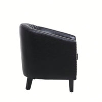 Barrel Chair Living Room Chair With Nailheads And Solid Wood Legs Linen