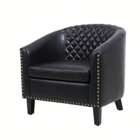 Barrel Chair Living Room Chair With Nailheads And Solid Wood Legs Linen