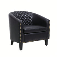Barrel Chair Living Room Chair With Nailheads And Solid Wood Legs Linen