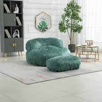 Bean Bag For Adults Chair: Plush Single Gaming Sofa Chair With Ottoman, Cozy Lounge Chair For Home Bedroom Living Room