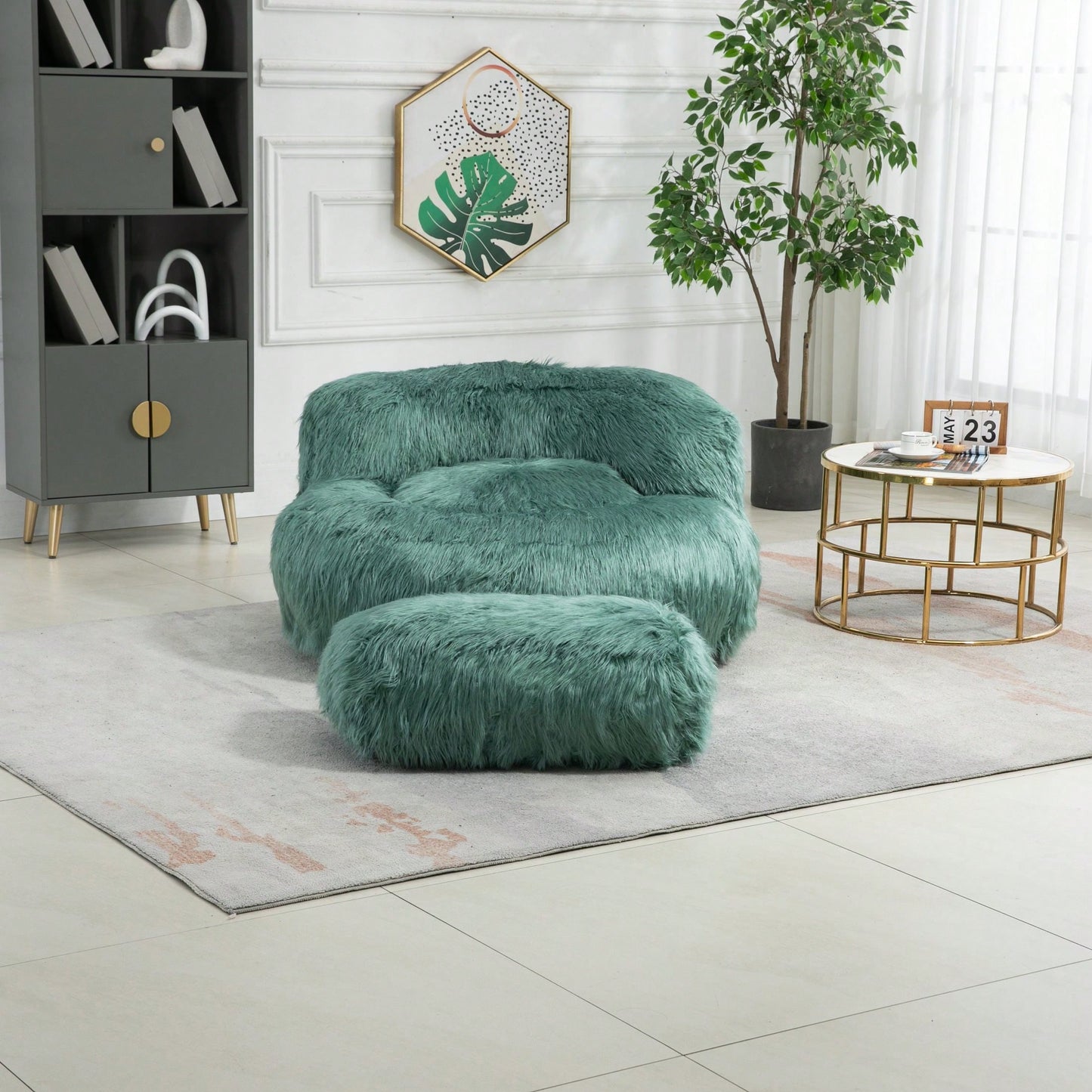 Bean Bag For Adults Chair: Plush Single Gaming Sofa Chair With Ottoman, Cozy Lounge Chair For Home Bedroom Living Room