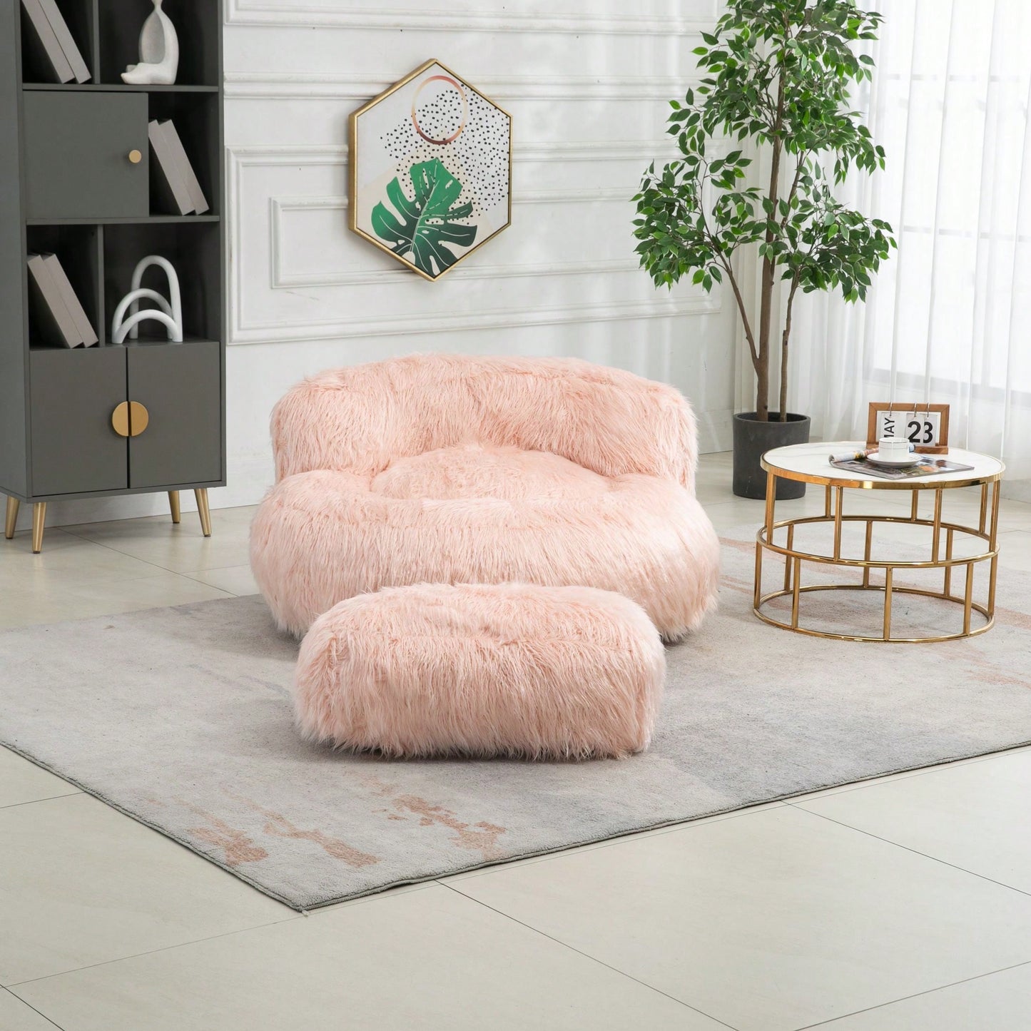 Bean Bag For Adults Chair: Plush Single Gaming Sofa Chair With Ottoman, Cozy Lounge Chair For Home Bedroom Living Room