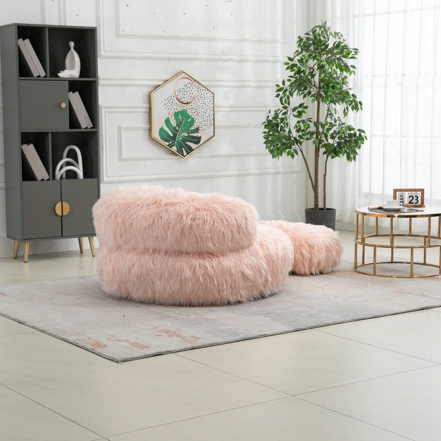 Bean Bag For Adults Chair: Plush Single Gaming Sofa Chair With Ottoman, Cozy Lounge Chair For Home Bedroom Living Room