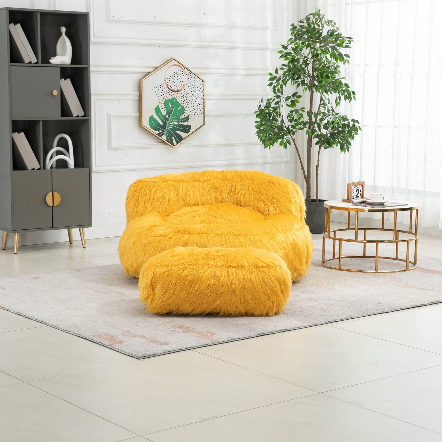 Bean Bag For Adults Chair: Plush Single Gaming Sofa Chair With Ottoman, Cozy Lounge Chair For Home Bedroom Living Room