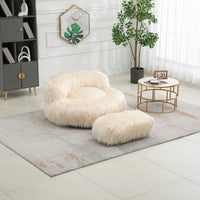 Bean Bag For Adults Chair: Plush Single Gaming Sofa Chair With Ottoman, Cozy Lounge Chair For Home Bedroom Living Room