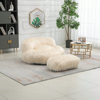 Bean Bag For Adults Chair: Plush Single Gaming Sofa Chair With Ottoman, Cozy Lounge Chair For Home Bedroom Living Room