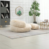 Bean Bag For Adults Chair: Plush Single Gaming Sofa Chair With Ottoman, Cozy Lounge Chair For Home Bedroom Living Room