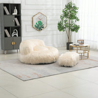 Bean Bag For Adults Chair: Plush Single Gaming Sofa Chair With Ottoman, Cozy Lounge Chair For Home Bedroom Living Room