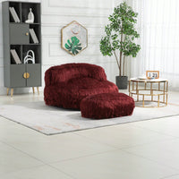 Bean Bag For Adults Chair: Plush Single Gaming Sofa Chair With Ottoman, Cozy Lounge Chair For Home Bedroom Living Room