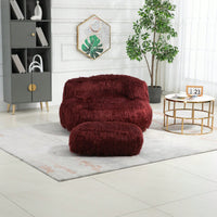 Bean Bag For Adults Chair: Plush Single Gaming Sofa Chair With Ottoman, Cozy Lounge Chair For Home Bedroom Living Room