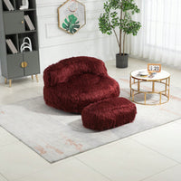 Bean Bag For Adults Chair: Plush Single Gaming Sofa Chair With Ottoman, Cozy Lounge Chair For Home Bedroom Living Room