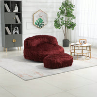 Bean Bag For Adults Chair: Plush Single Gaming Sofa Chair With Ottoman, Cozy Lounge Chair For Home Bedroom Living Room