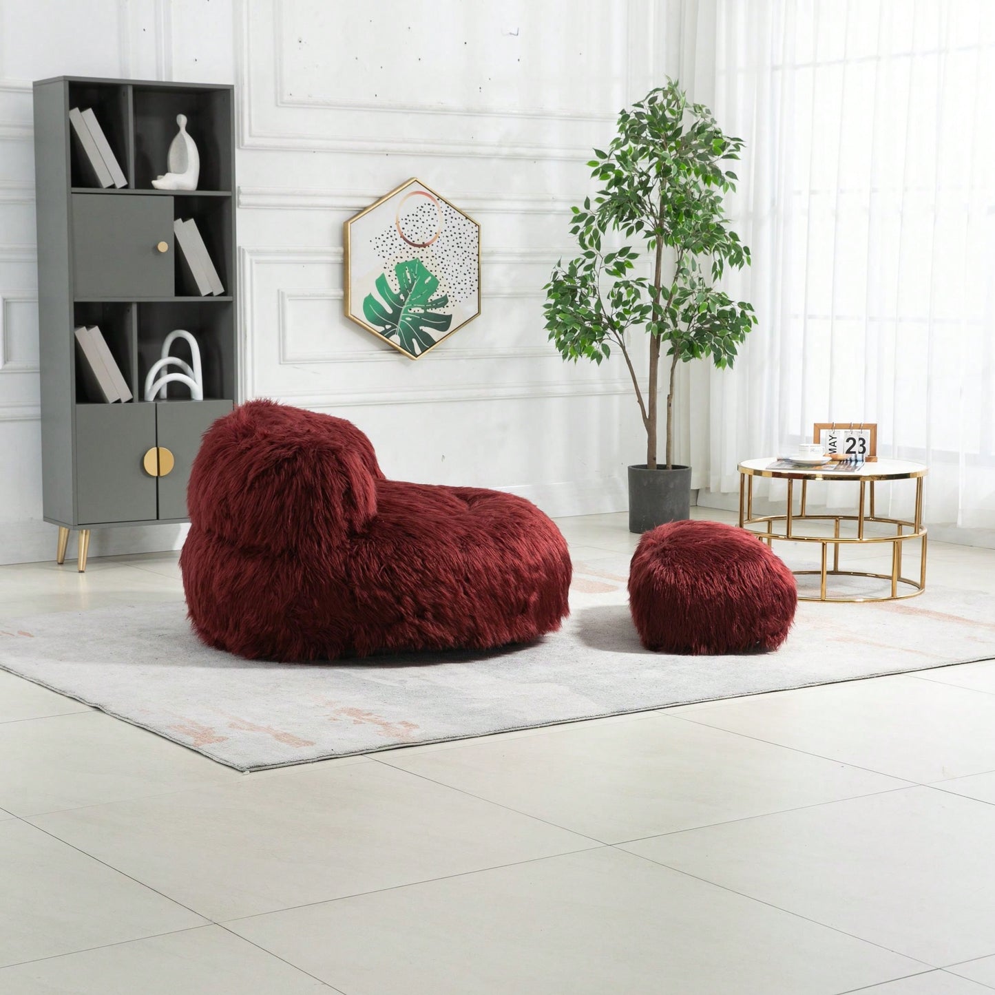 Bean Bag For Adults Chair: Plush Single Gaming Sofa Chair With Ottoman, Cozy Lounge Chair For Home Bedroom Living Room