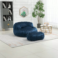 Bean Bag For Adults Chair: Plush Single Gaming Sofa Chair With Ottoman, Cozy Lounge Chair For Home Bedroom Living Room