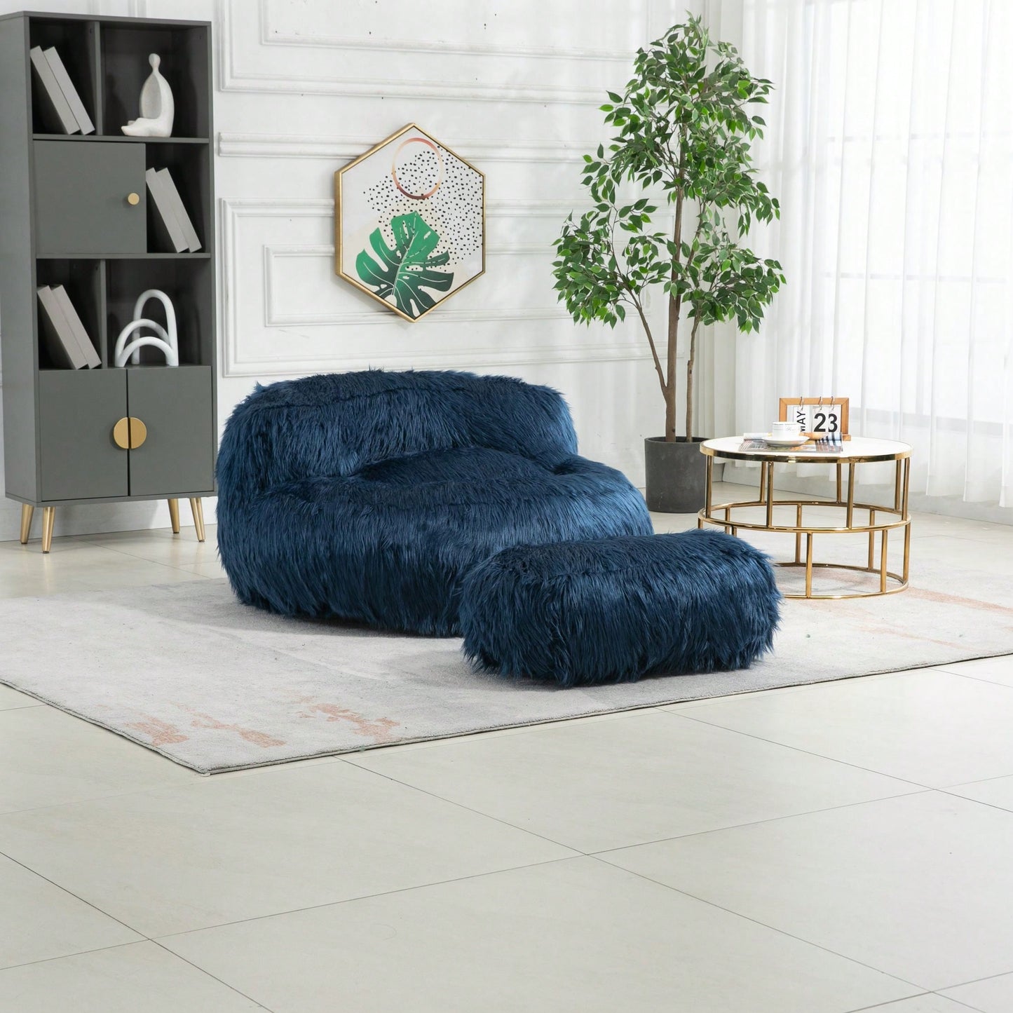 Bean Bag For Adults Chair: Plush Single Gaming Sofa Chair With Ottoman, Cozy Lounge Chair For Home Bedroom Living Room